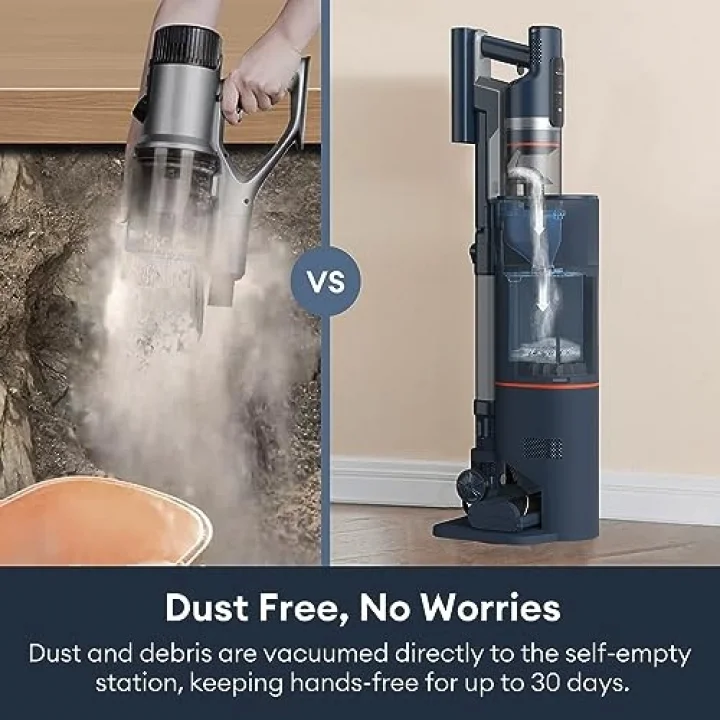 FS1 Cordless Vacuum Cleaner, with Automatic Emptying Station, Powerful Suction 30KPa/450W, Removable Battery up to 60 Mins, Stick Vacuum Cleaner for Hard Floor Home Carpets