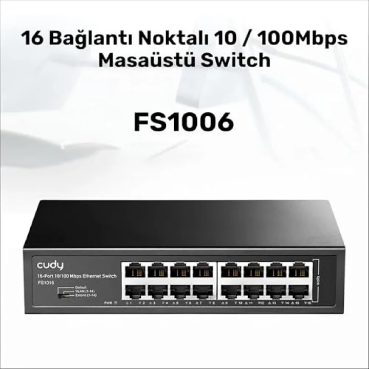 FS1016 16Port 10/100Mbps 1,6 Gb/sn Metal Kasa Rackmount Masaüstü Switch