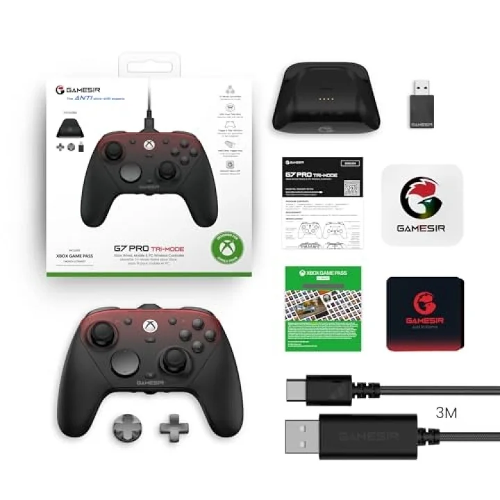 G7 Pro Wired Controller for Xbox Series X|S, Xbox One, Wireless Gamepad for PC&Android with TMR Sticks, Hall Effect Analog Triggers, 1000Hz Polling Rate, 3.5mm Audio Jack - Black