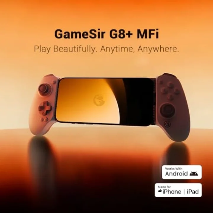 G8 Plus MFi Gamepad, iPhone 15/16/17/iPad Mini ve Android için, iPad Gamepad, Hall çubukları/tetikleyicileri, iki arka düğme, Genshin Impact, PUBG Mobile, Minecraft