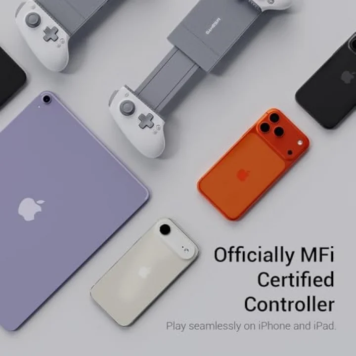 G8 Plus MFi Gamepad, iPhone 15/16/17/iPad Mini ve Android için, iPad Gamepad, Hall çubukları/tetikleyicileri, iki arka düğme, Genshin Impact, PUBG Mobile, Minecraft
