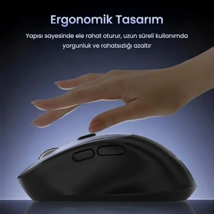 G880 Dual-Mode Bluetooth 5.3 ve 2.4GHz 3600DPI Optik Kablosuz Mouse Gri