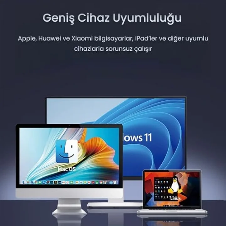 G880 Dual-Mode Bluetooth 5.3 ve 2.4GHz 3600DPI Optik Kablosuz Mouse Gri