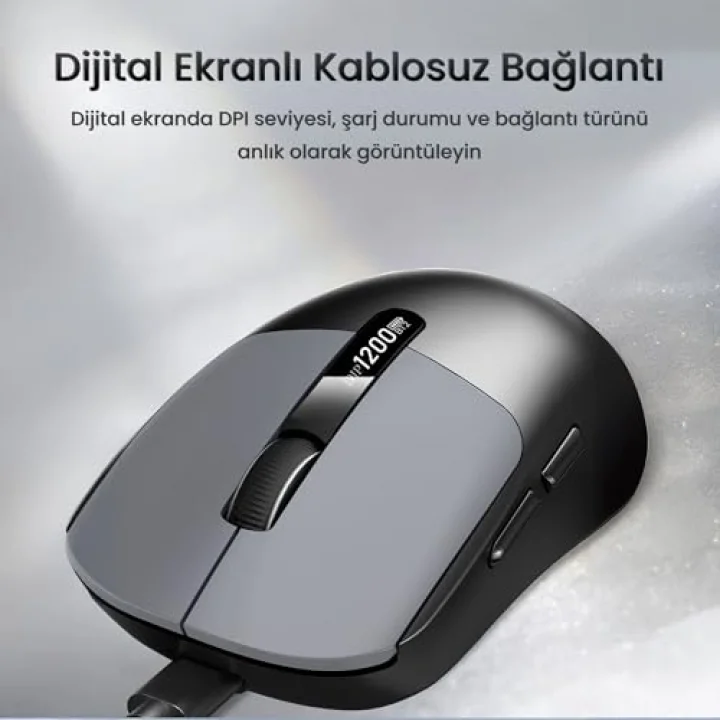 G900 Dual-Mode Bluetooth 5.3 ve 2.4GHz 3600DPI Ekranlı Şarjlı Optik Kablosuz Mouse Siyah