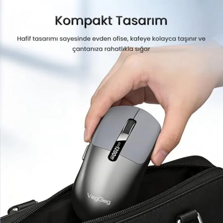 G900 Dual-Mode Bluetooth 5.3 ve 2.4GHz 3600DPI Ekranlı Şarjlı Optik Kablosuz Mouse Siyah