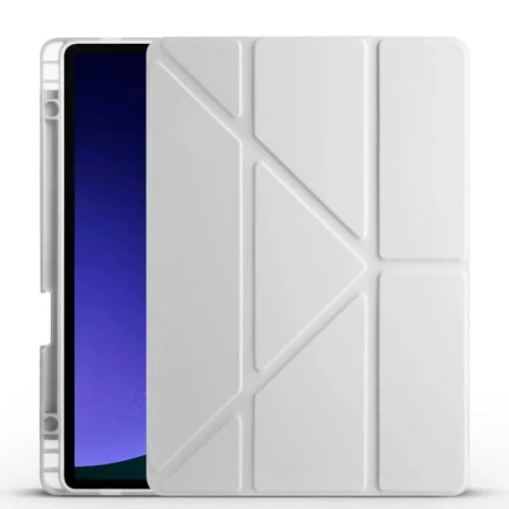 Galaxy ile uyumlu Tab S10 FE Kılıf Tri Folding Kalem Bölmeli Standlı Kılıf Gri
