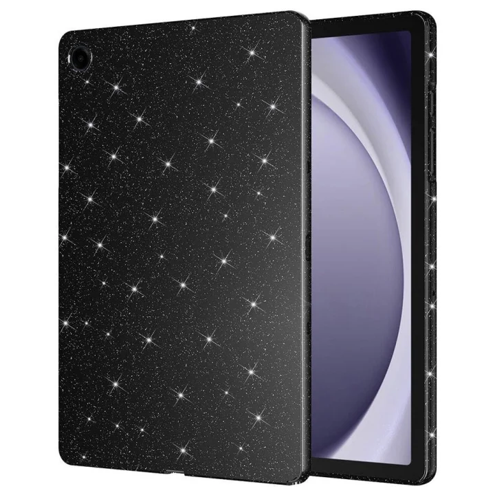 Galaxy ile uyumlu Tab S10 FE Simli Parlak Görünümlü Tablet Koton Kılıf Siyah