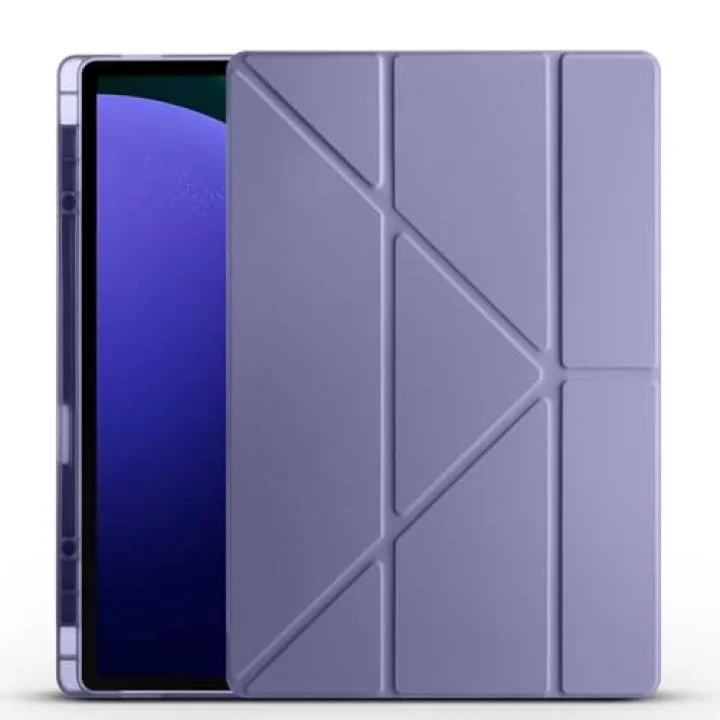 Galaxy ile uyumlu Tab S10 Ultra Kılıf Tri Folding Kalem Bölmeli Standlı Kılıf Mor