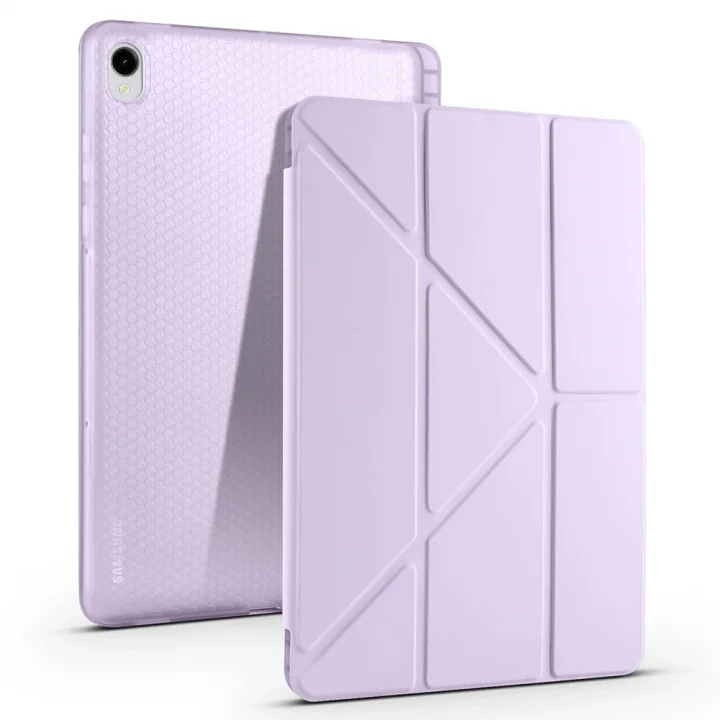 Galaxy ile uyumlu Tab S11 Kılıf Tri Folding Kalem Bölmeli Standlı Kılıf Lila