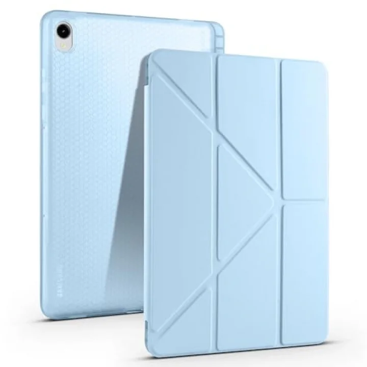 Galaxy ile uyumlu Tab S11 Kılıf Tri Folding Kalem Bölmeli Standlı Kılıf Mavi