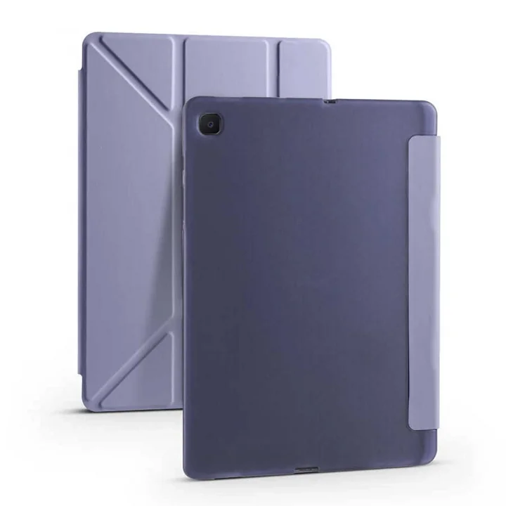 Galaxy ile uyumlu Tab S6 Lite P610 Kılıf Tri Folding Kalem Bölmeli Standlı Kılıf Mor