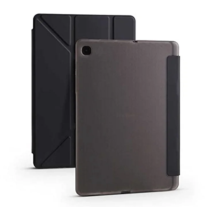 Galaxy ile uyumlu Tab S6 Lite P610 Kılıf Tri Folding Kalem Bölmeli Standlı Kılıf Siyah