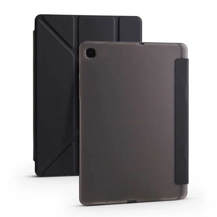 Galaxy ile uyumlu Tab S6 Lite P610 Kılıf Tri Folding Kalem Bölmeli Standlı Kılıf Siyah