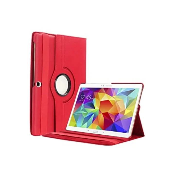 Galaxy Tab ile Uyumlu S3 9.7 T820 Standlı Kapaklı Dönebilen Tablet Kılıfı Kırmızı