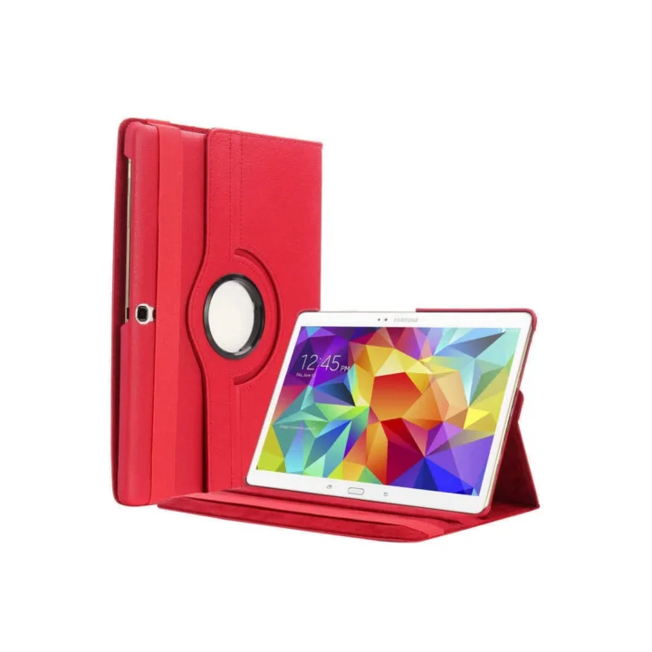 Galaxy Tab ile Uyumlu S3 9.7 T820 Standlı Kapaklı Dönebilen Tablet Kılıfı Kırmızı