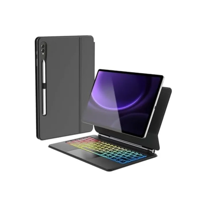 Galaxy Tab S10+ 12.4 ile Uyumlu Magic Keyboard Touchpad Rgb Işıklı Klavyeli Kılıf