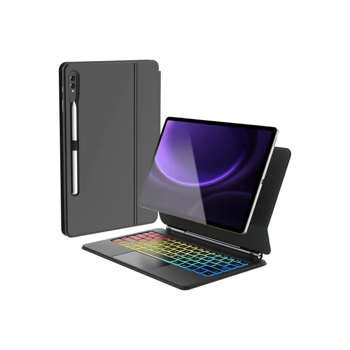 Galaxy Tab S10+ 12.4 ile Uyumlu Magic Keyboard Touchpad Rgb Işıklı Klavyeli Kılıf