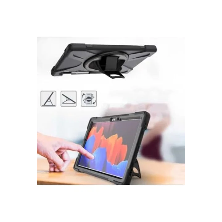Galaxy Tab S7 Plus T970 Kılıf ile Uyumlu Defender Tablet Silikon-Siyah