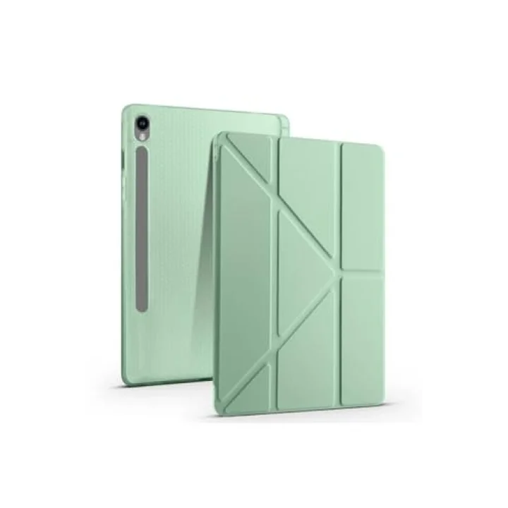Galaxy Tab S9 FE Kılıf ile Uyumlu Tri Folding Kalem Bölmeli Standlı Kılıf-Kırmızı 3
