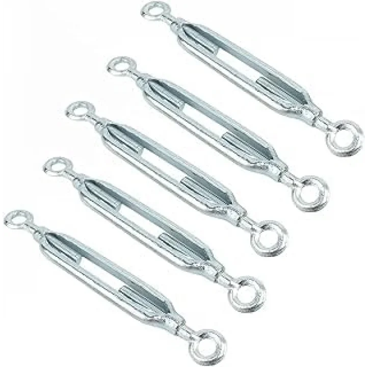 Galvaniz Çelik Gerdirme Aparatı, 12mm, 5li Set, Çift Taraflı Kanca Uçlu Metal Halat Gergi Ekipmanı
