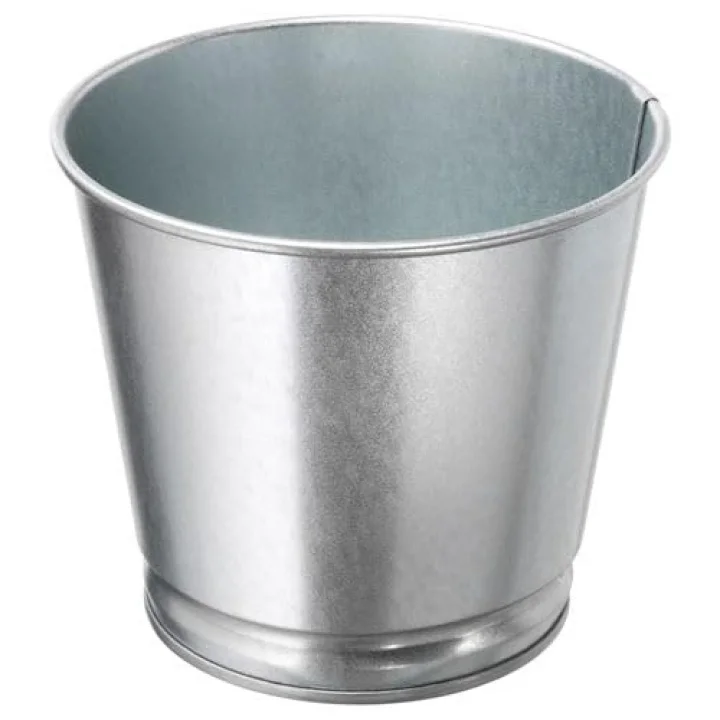 Galvanizli Gümüş Renk Saksı Bitki Çiçek Saksısı 9 cm Çelik