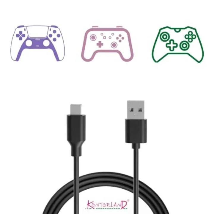 Gaming USB-C Kablo - Siyah 1.5 Metre | Xbox, PS5 Gamepad ve Akıllı Telefonlar için USB Type-C Bağlantı ve Hızlı Şarj Kablosu