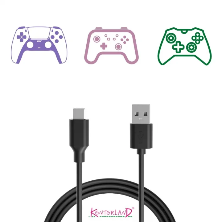 Gaming USB-C Kablo - Siyah 1.5 Metre | Xbox, PS5 Gamepad ve Akıllı Telefonlar için USB Type-C Bağlantı ve Hızlı Şarj Kablosu