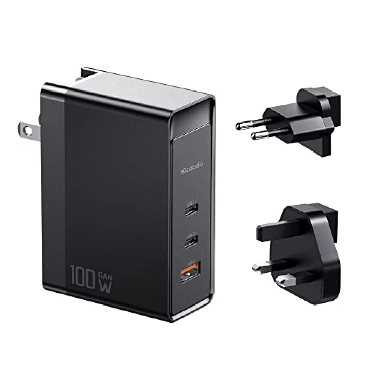 Gan 100W 3-Port Fast Charger, Siyah