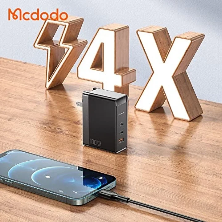 Gan 100W 3-Port Fast Charger, Siyah