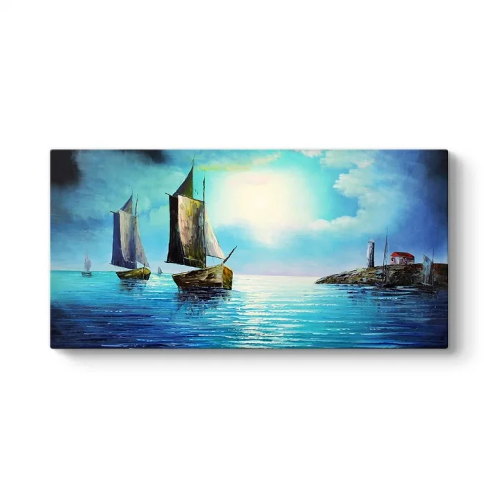 Gece Deniz Manzarası Tablosu 60 x 30