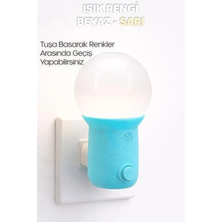 Gece Lambası Tuşlu Koridor Hol Işığı Uyuma Işığı (Kubbe Turkuaz)