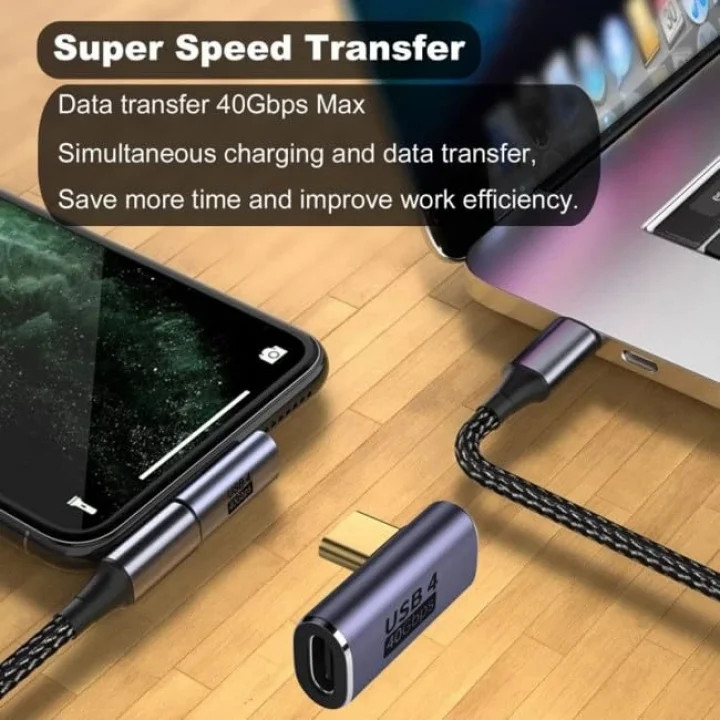Genel L Type-C Çevirici USB4 40 Gbps 90 Derece Dik Type-C Çevirici 1 Adet
