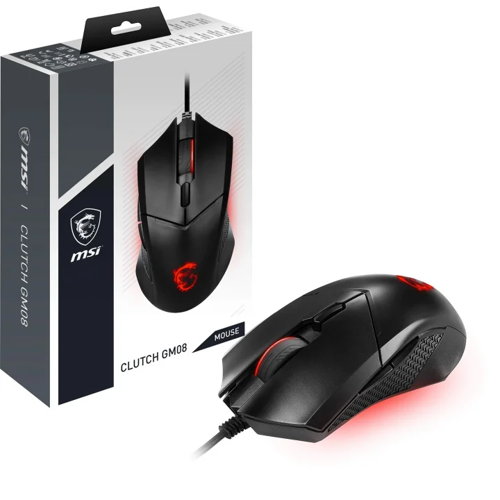 GG CLUTCH GM08 GAMING MOUSE 4.200 DPI PIXART PAW3519 OPTIK SENSOR RED LED 1.8M KABLO AYARLANABILIR AGIRLIK ALTIN KAPLAMA USB BAGLANTI OYUNCU FARESI