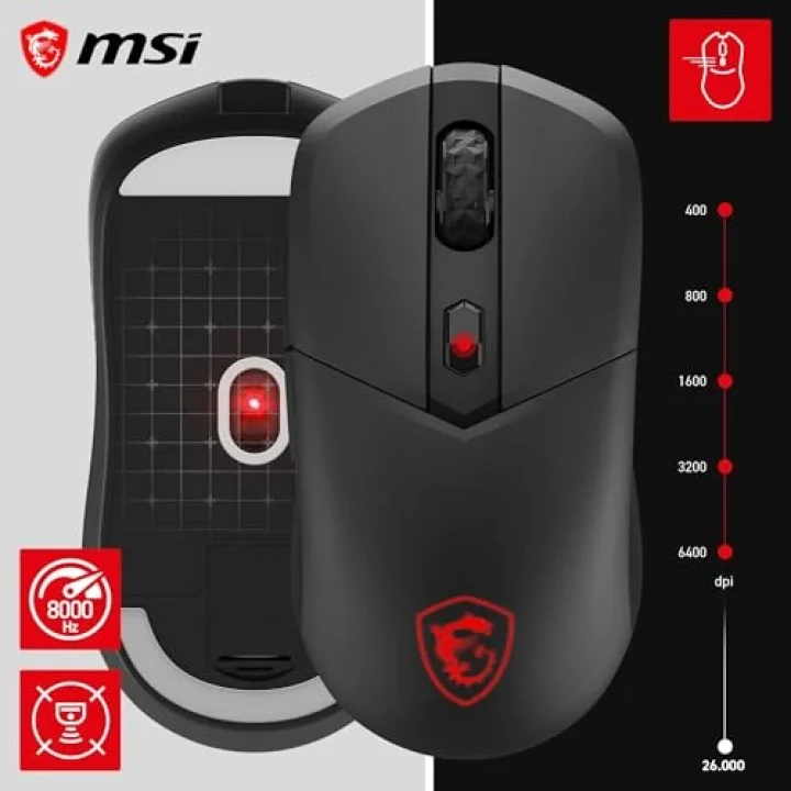 GG VERSA 300 W 8K HZ WIRELESS GAMING MOUSE MAX 26000 DPI 66GR PIXART PAW3395 OPTIK SENSOR MICRO SWITCH OYUNCU FARESI
