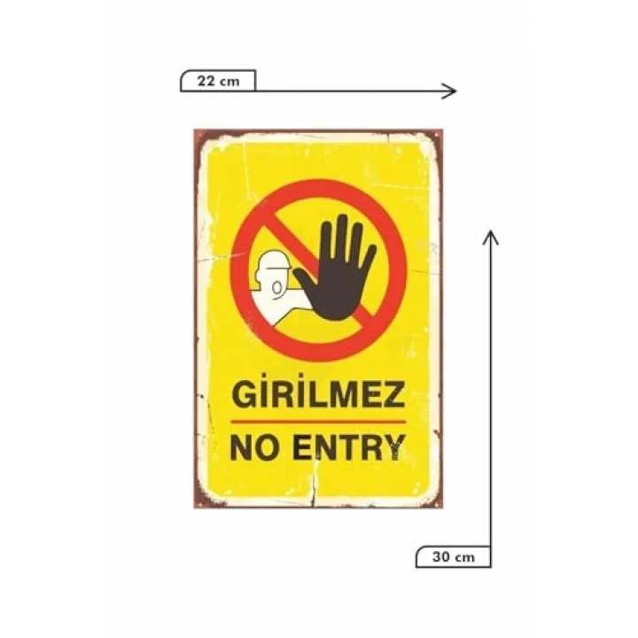 Girilmez No Entry Retro Vintage Ahşap Mdf Tablo