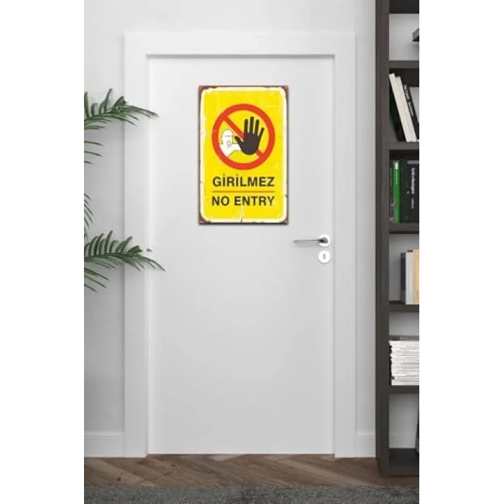 Girilmez No Entry Retro Vintage Ahşap Mdf Tablo