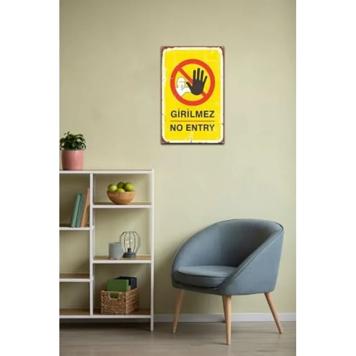 Girilmez No Entry Retro Vintage Ahşap Mdf Tablo