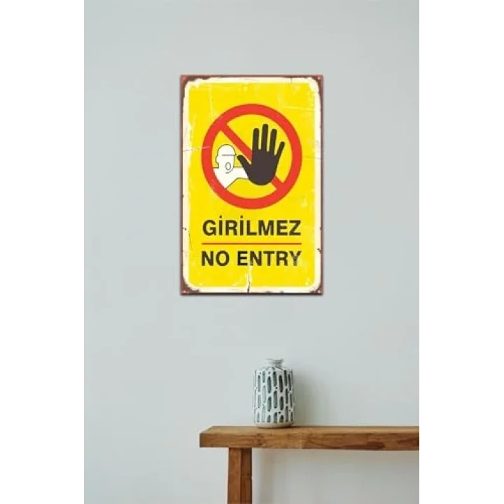Girilmez No Entry Retro Vintage Ahşap Mdf Tablo