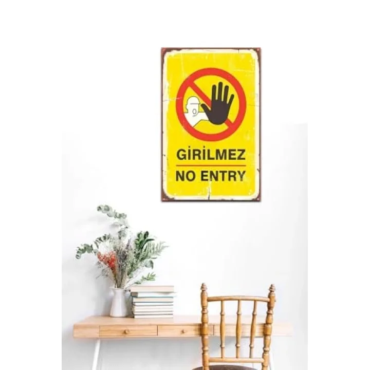 Girilmez No Entry Retro Vintage Ahşap Mdf Tablo