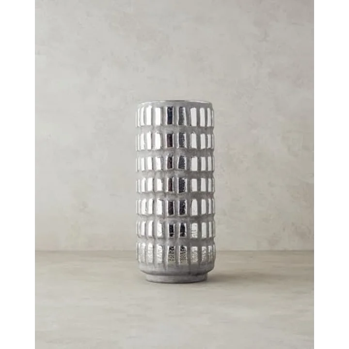 Glossy Stoneware Vazo Silver