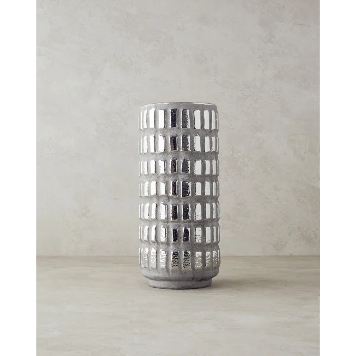 Glossy Stoneware Vazo Silver