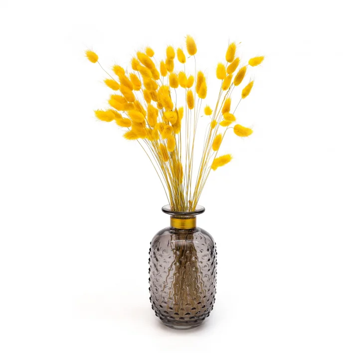 Gold Boyunlu Antrasit Cam Vazo (15 cm)