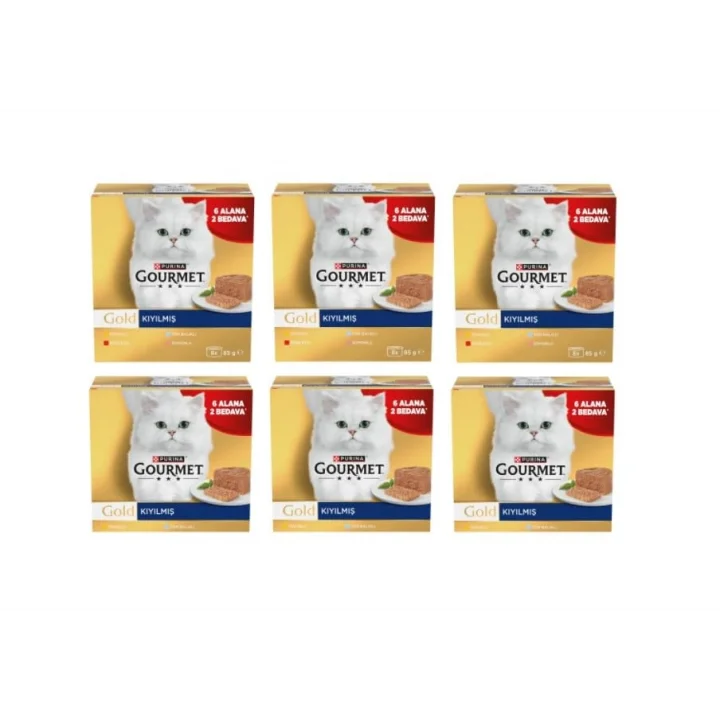 Gold Kıyılmış Çeşitli Yaş Kedi Maması Multipack 85 gr. (48 Al 36 Öde)
