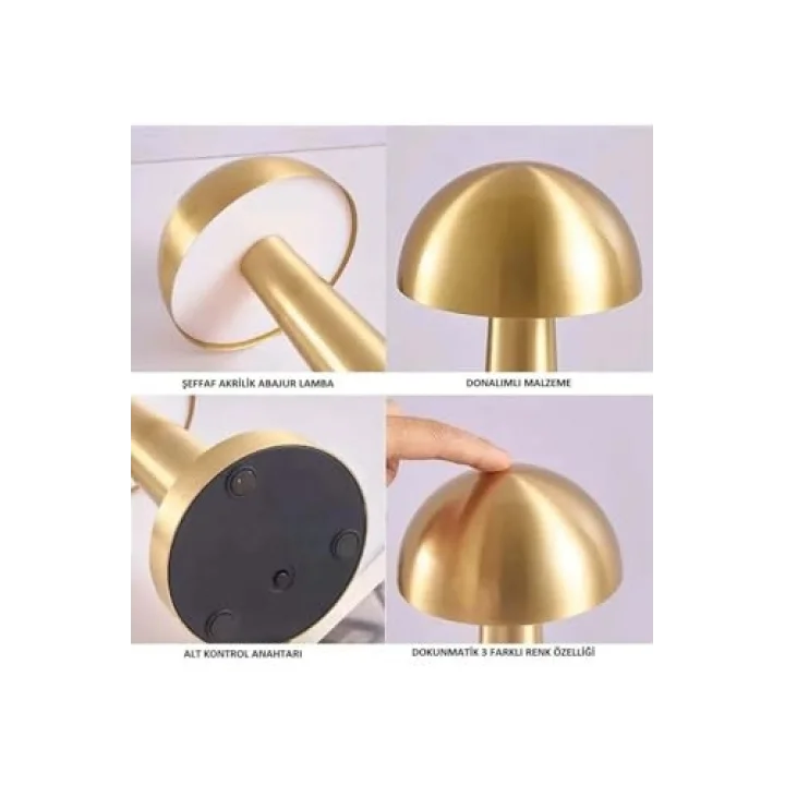 Gold Mantar Masa Lambası