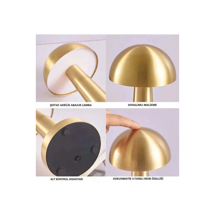 Gold Mantar Masa Lambası