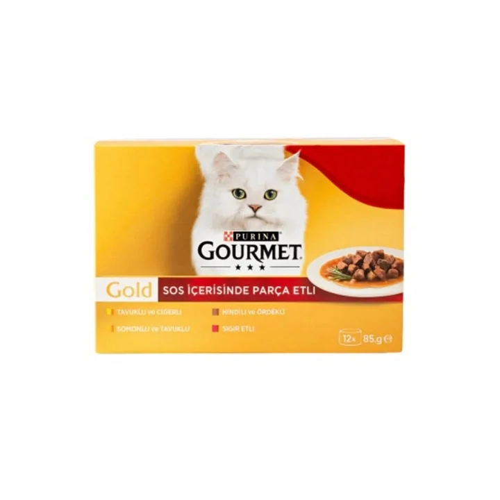 Gold Parça Sığır Etli Yaş Kedi Maması Multipack 85 gr. (12 Al 9 Öde)