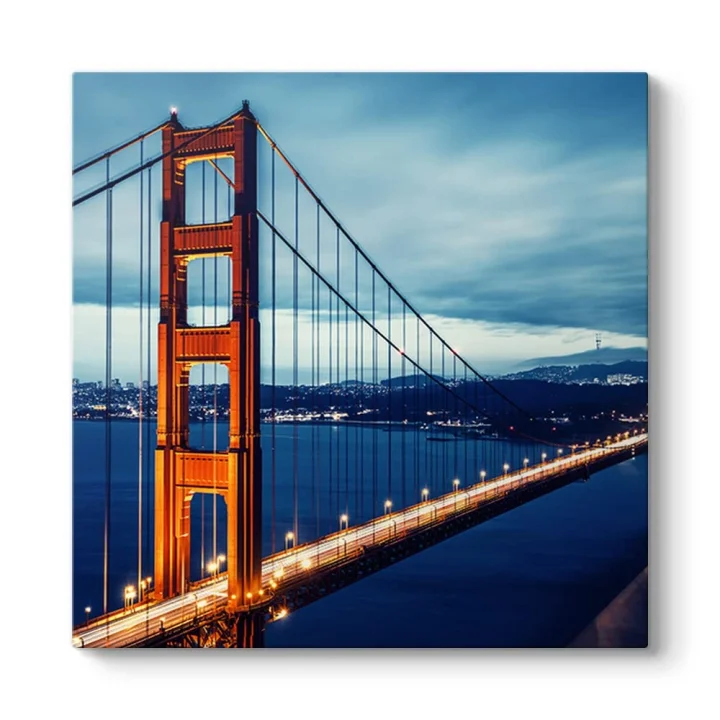 Golden Gate Köprüsü Gece Işıklı Tablosu 30 x 30