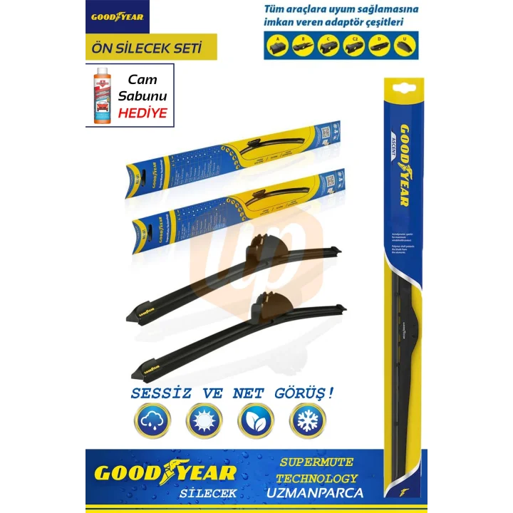 Good Year Seat İbiza ile uyumlu 2002-2005 SuperMute 2li Muz Tipi Ön Silecek Seti