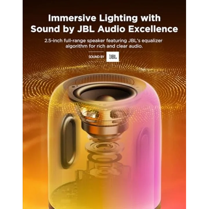 Govee Masa Lambası 2 Pro x JBL Hoparlörlü, Min 35W+ Type-C Şarj Edilebilir H60200F1 (Şarj Adaptörü Dahil Değildir)