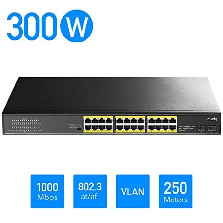GS1028PS2 2 Port SFP, VLAN, CCTV, 24 Port Gigabit 300W PoE+ Metal Switch